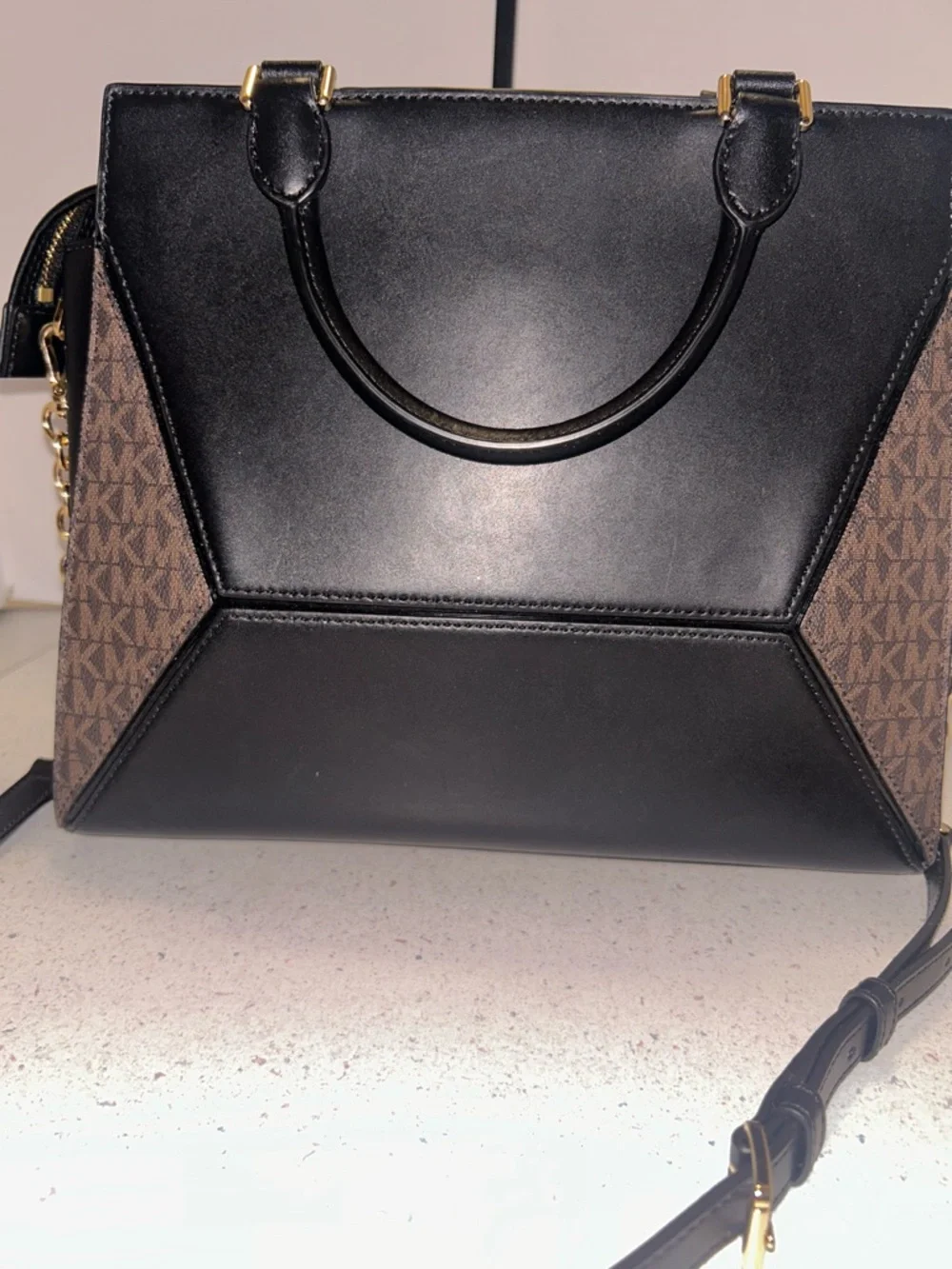 Michael Kors Animal-Print Satchel in Black and Brown - Picture 3 of 13